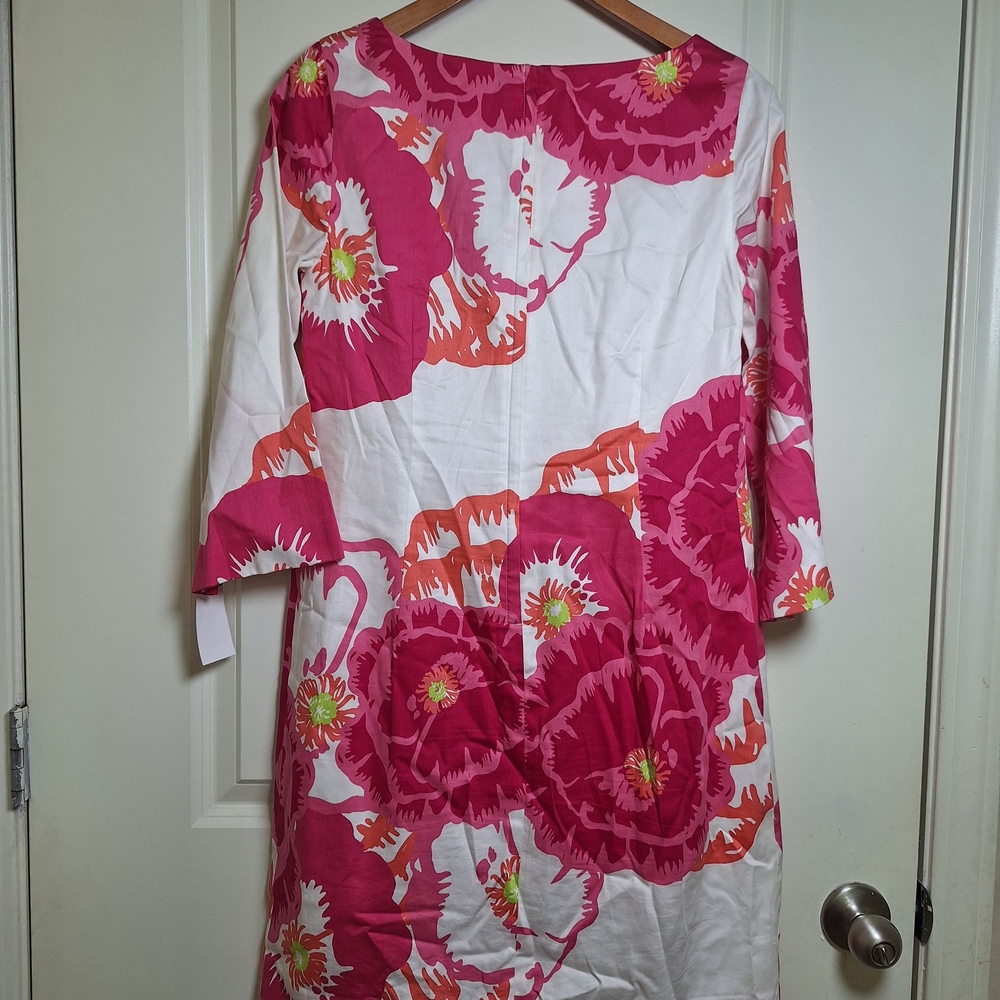Lilly Pulitzer Milly Shift Dress Pink Perfect Poppy Floral 3/4 Sleeve Size Small - Picture 4 of 6